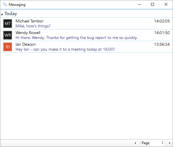 Message History menu Message History menu